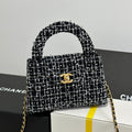 CHANEL KELLY SHOPPING BAG 19 IN BLACK MIX WHITE TWEED GOLD HARDWARE