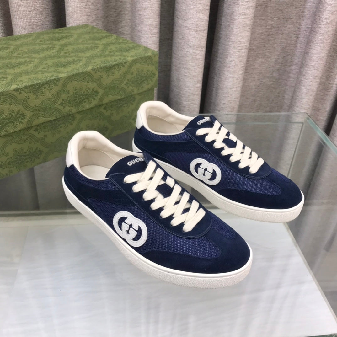 GUCCI INTERLOCKING G SNEAKER DENIM BLUE SUEDE