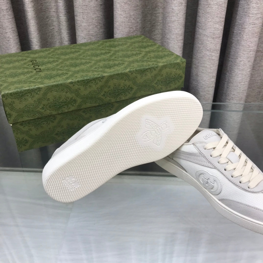 GUCCI INTERLOCKING G SNEAKER LIGHT GRAY SUEDE