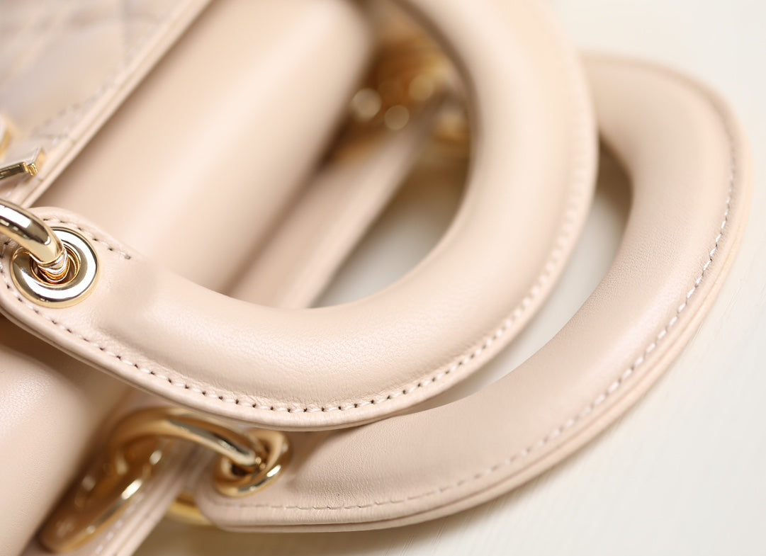 DIOR SMALL LADY D-JOY 22 IN LIGHT PINK LAMBSKIN
