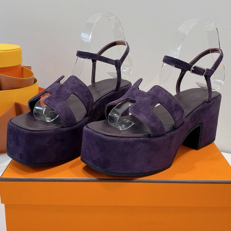 HERMES JAM 30 SANDAL IN VIOLET SUEDE