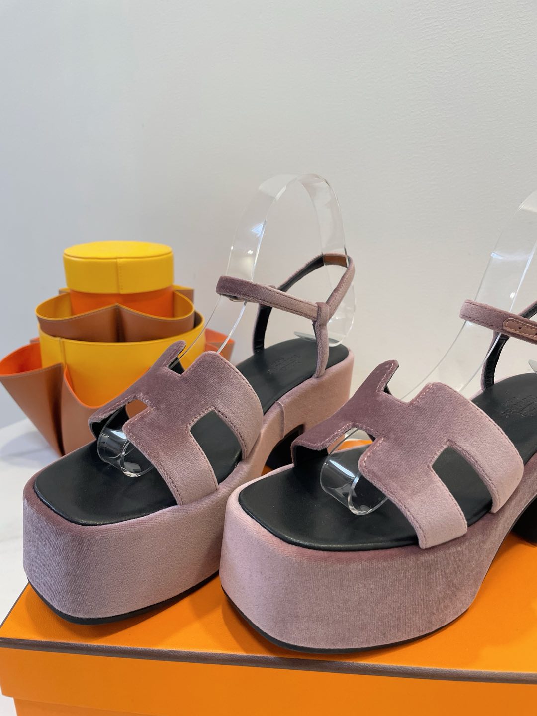 HERMES JAM 30 SANDAL IN ROSY BROWN VELVET