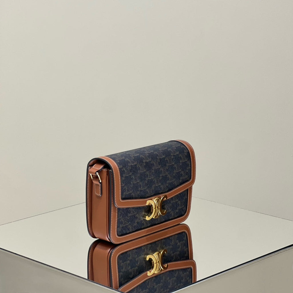 CELINE CLASSIQUE TRIOMPHE 22 CALFSKIN BLACK BROWN