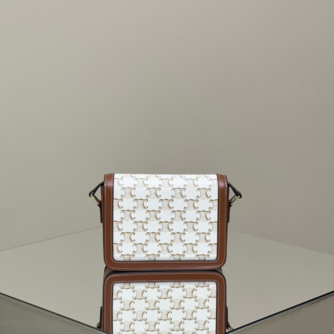CELINE CLASSIQUE TRIOMPHE 22 CALFSKIN WHITE BROWN