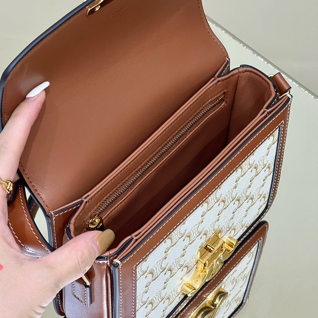 CELINE CLASSIQUE TRIOMPHE 22 CALFSKIN WHITE BROWN