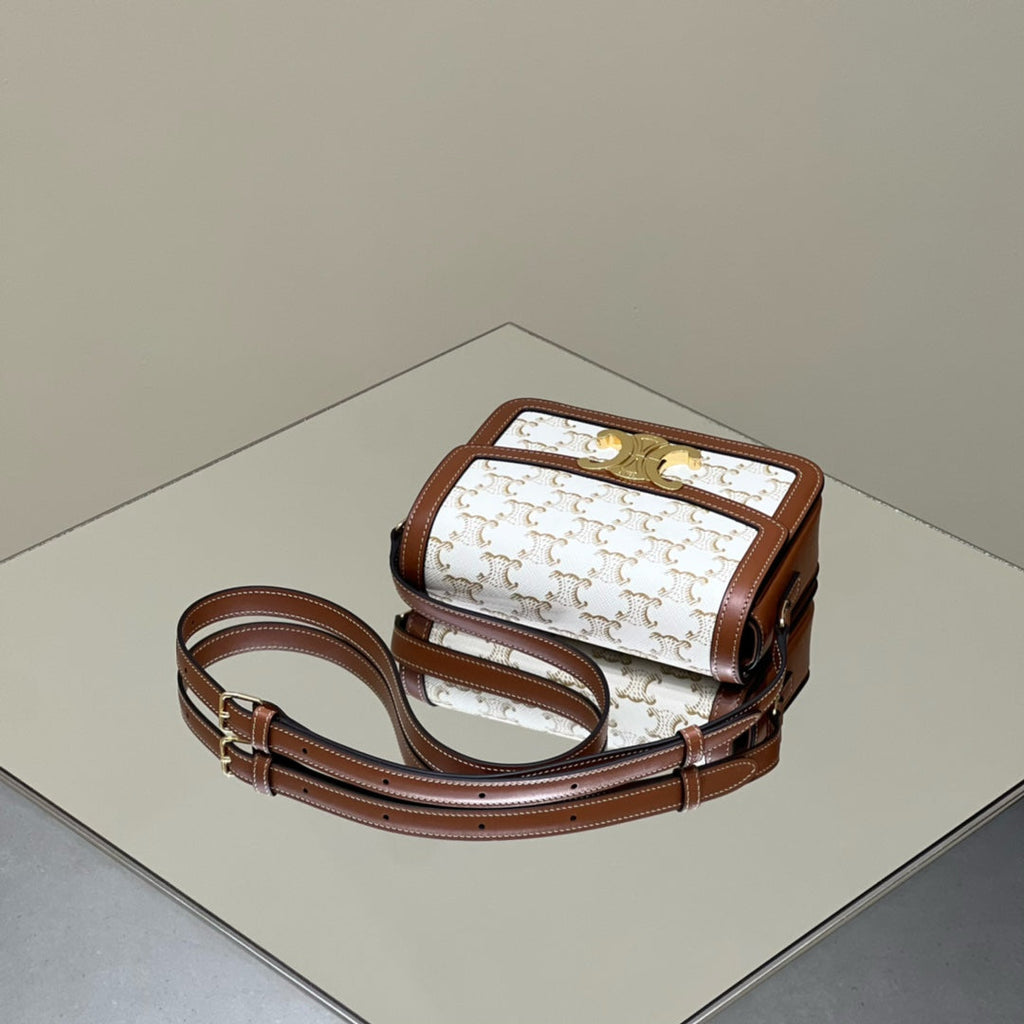 CELINE CLASSIQUE TRIOMPHE 22 CALFSKIN WHITE BROWN