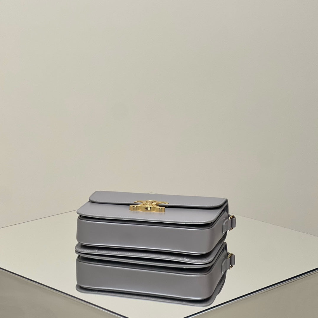 CELINE MINI CLAUDE 22 SHINY CALFSKIN SILVER