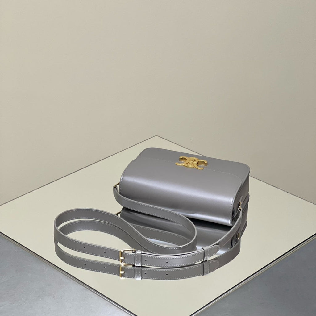 CELINE MINI CLAUDE 22 SHINY CALFSKIN SILVER