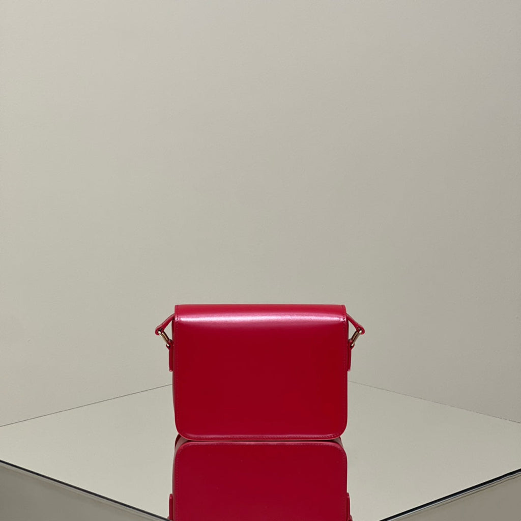 CELINE MINI CLAUDE 22 SHINY CALFSKIN CHERRY RED
