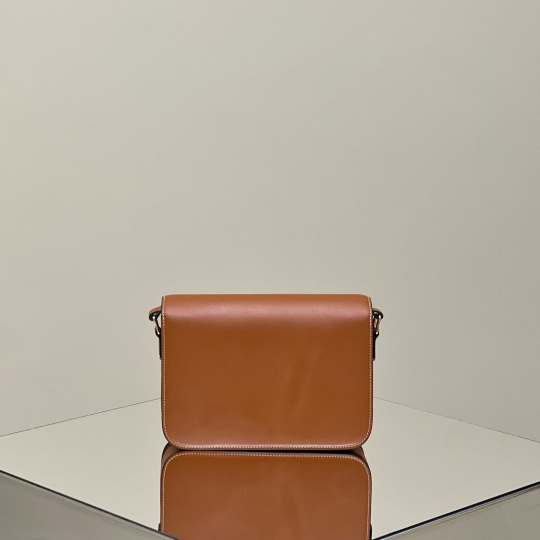 CELINE MINI CLAUDE 22 SHINY CALFSKIN CINNAMON BROWN