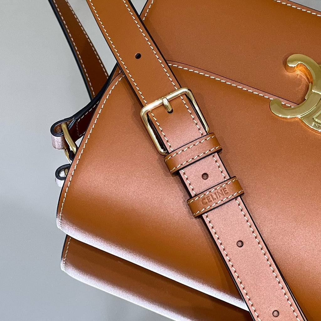 CELINE MINI CLAUDE 22 SHINY CALFSKIN CINNAMON BROWN
