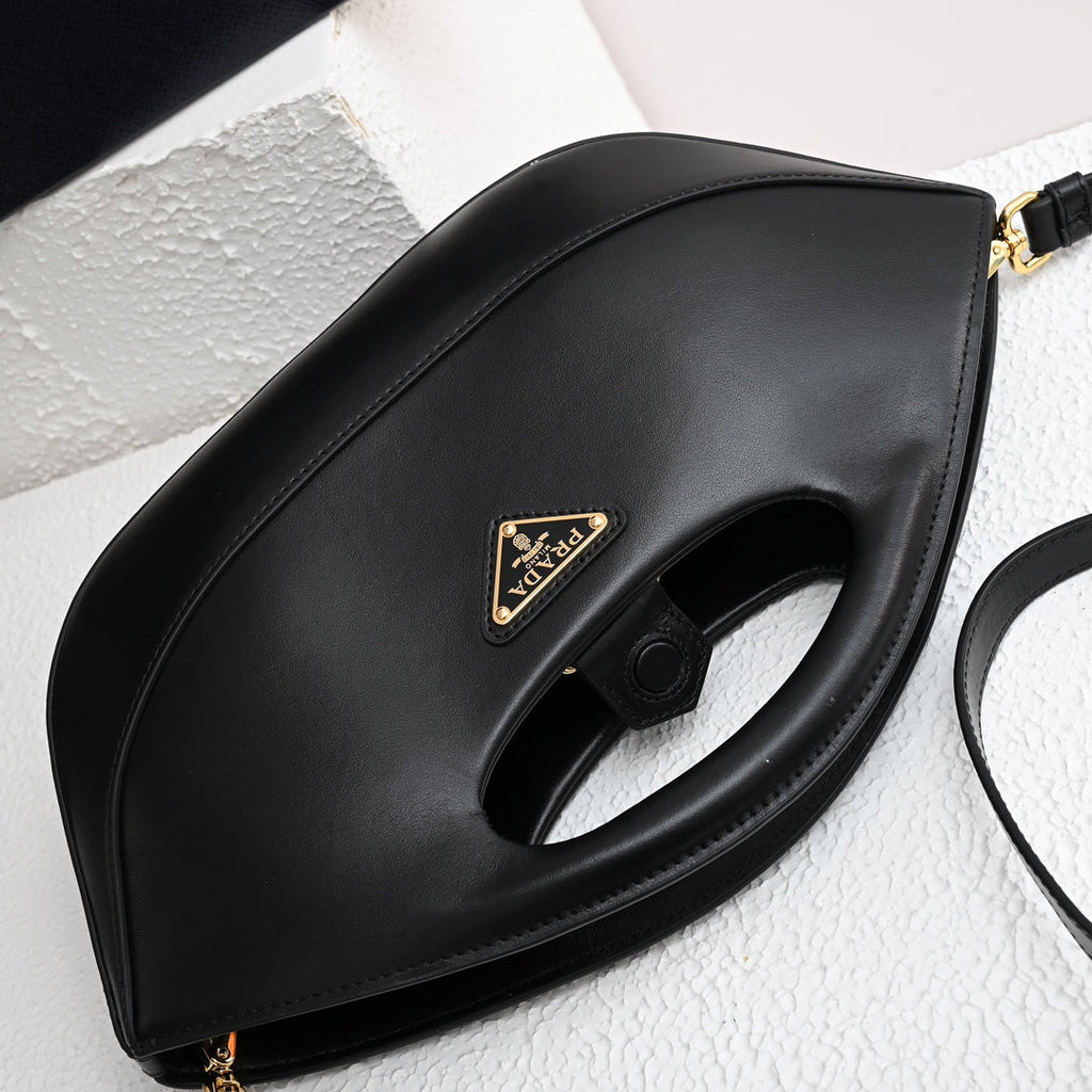 PRADA DUMPLING BAG 30 IN BLACK CALFSKIN