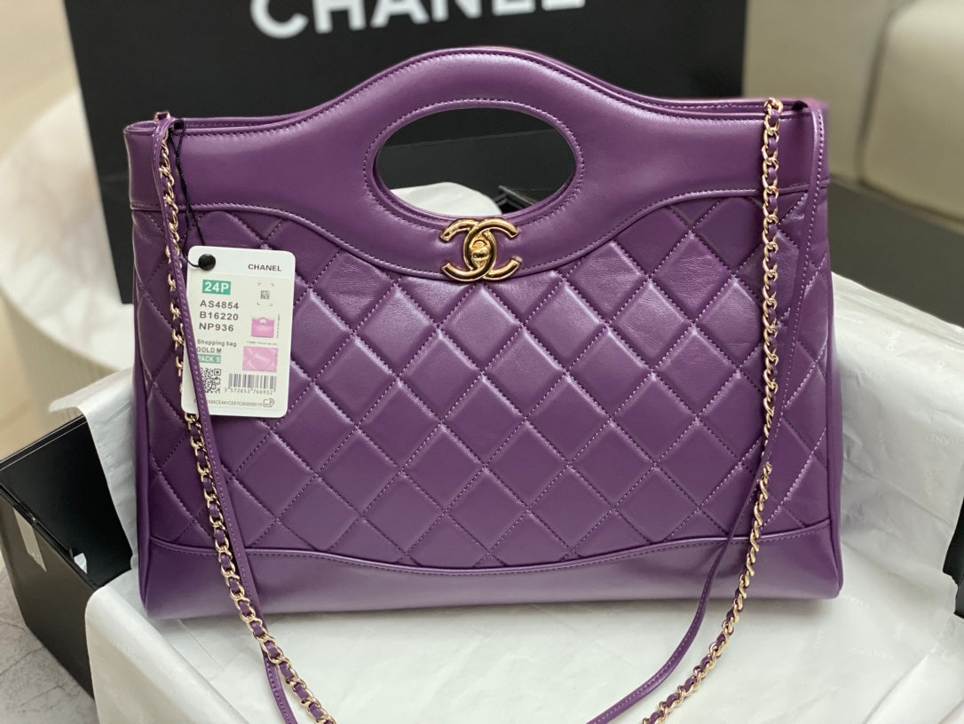 CHANEL 39 LARGE SHOPPING BAG IN VIOLET CALFSKIN