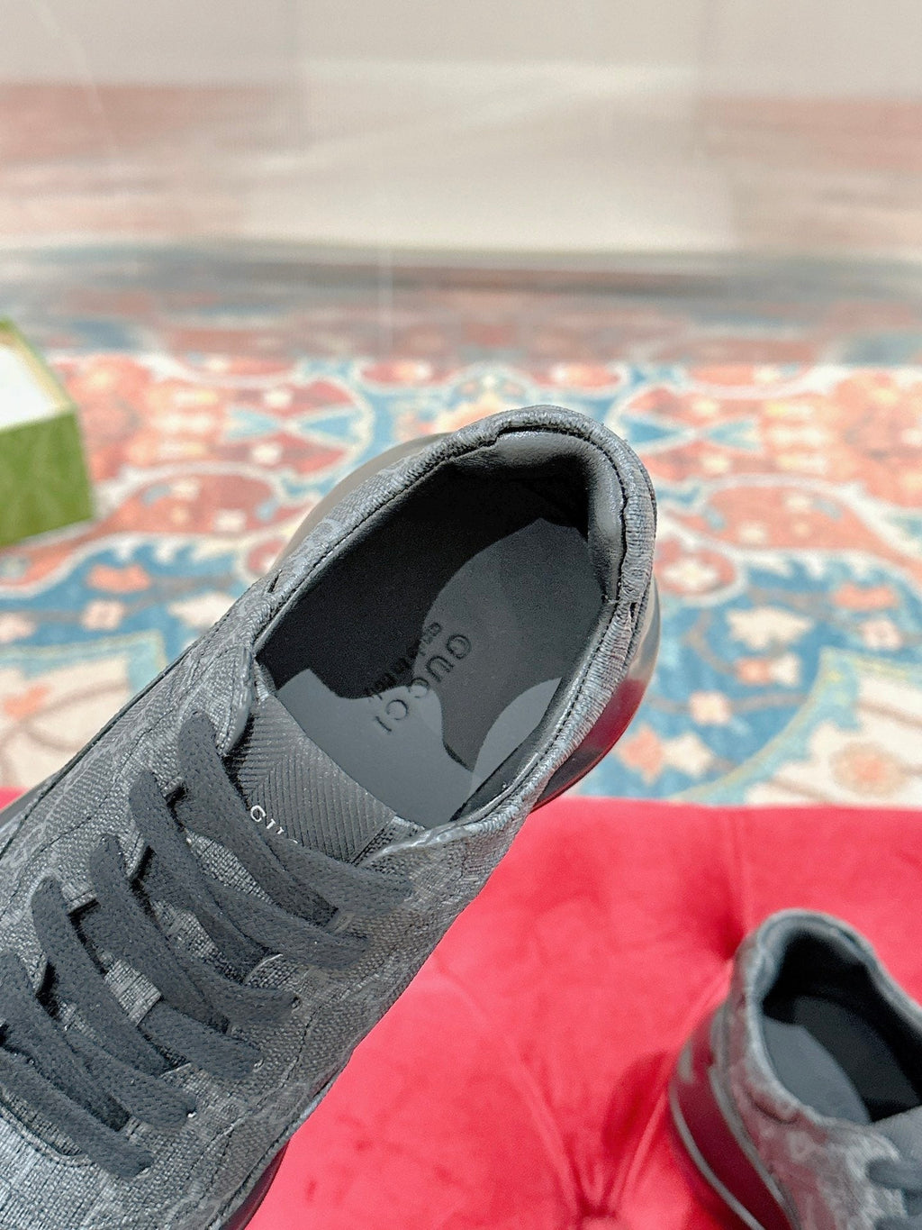 GUCCI RHYTON TRAINER CHARCOAL CALFSKIN