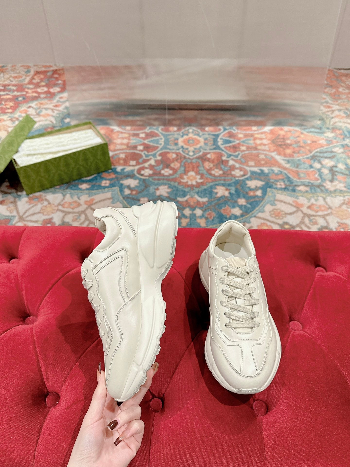 GUCCI RHYTON TRAINER WHITE CALFSKIN