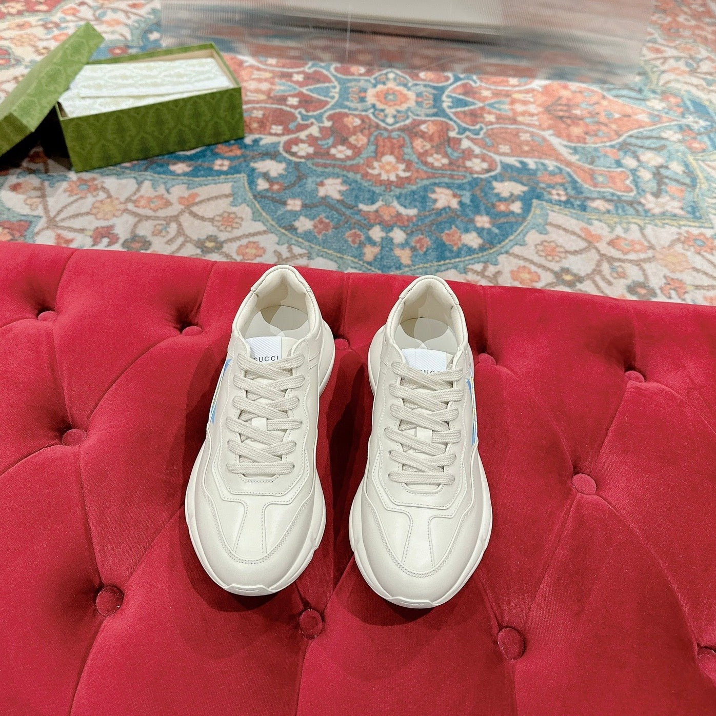 GUCCI RHYTON LOGO TRAINER WHITE CALFSKIN