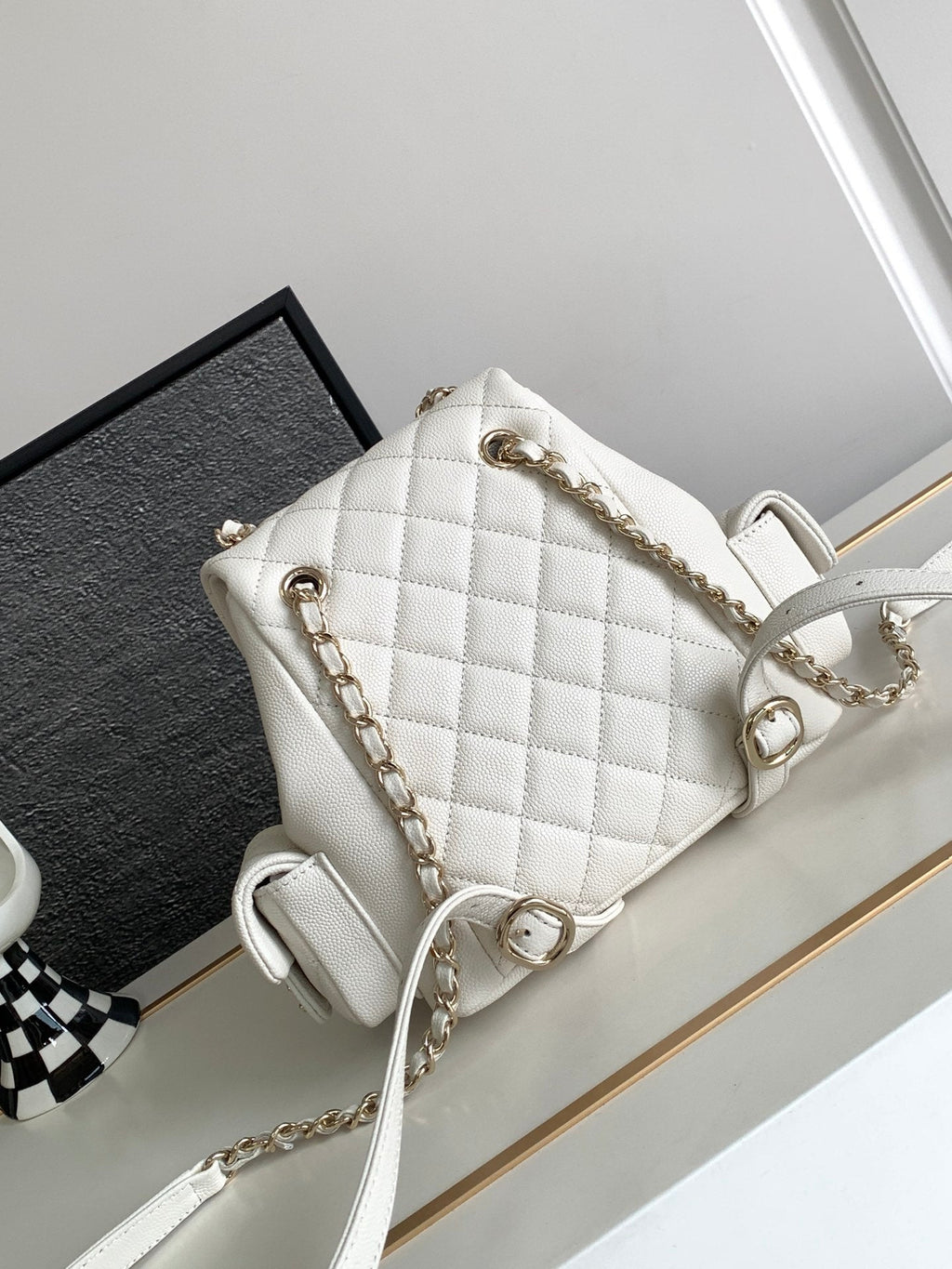 CHANEL DUMA BACKPACK 21 IN WHITE CALFSKIN