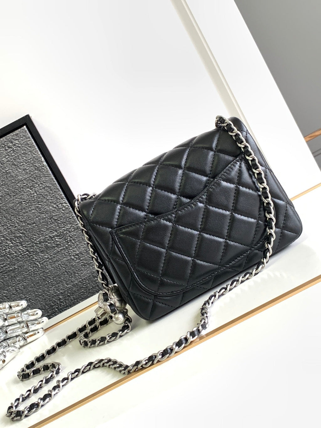 CHANEL SMALL 17 FLAP BAG IN BLACK CALFSKIN
