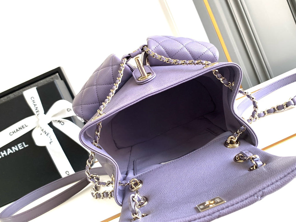 CHANEL 25S BACKPACK 17.5 CM IN PURPLE LAMBSKIN