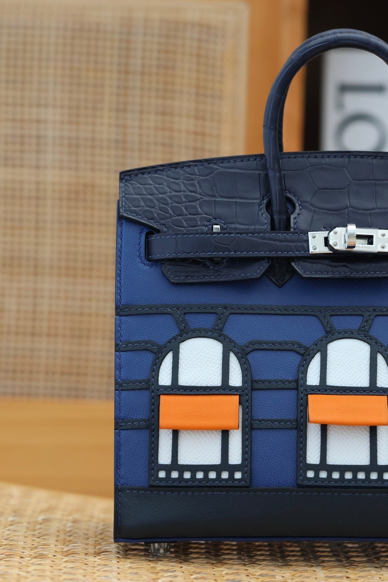 HERMES BIRKIN FAUBOURG TOUCH 20 IN NAVY MIX CLASSIC BLUE CALFSKIN WITH SILVER HARDWARE