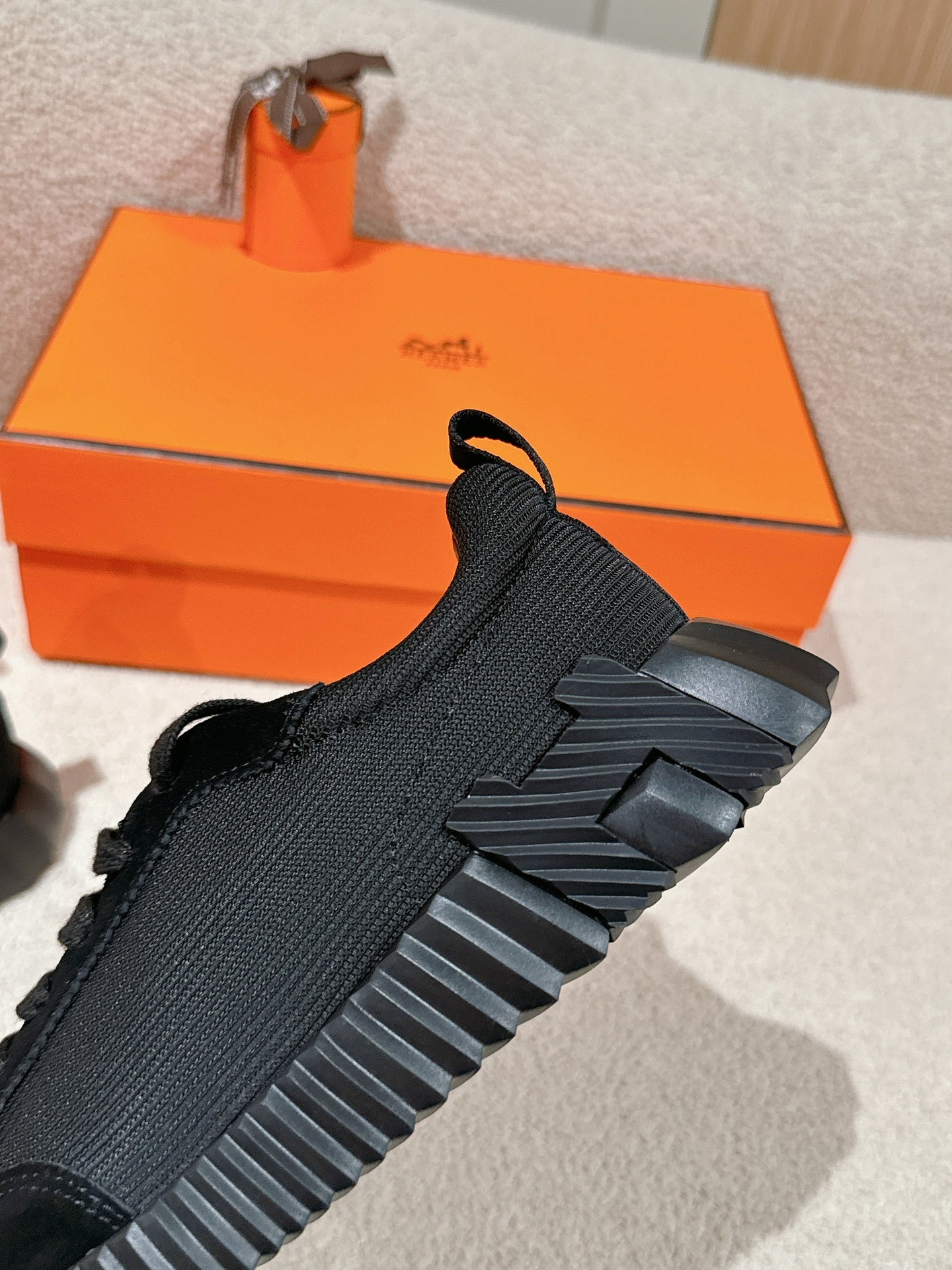 HERMES MAINLAND SNEAKER IN FULL BLACK SUEDE AND BREATHABLE MESH FABRIC