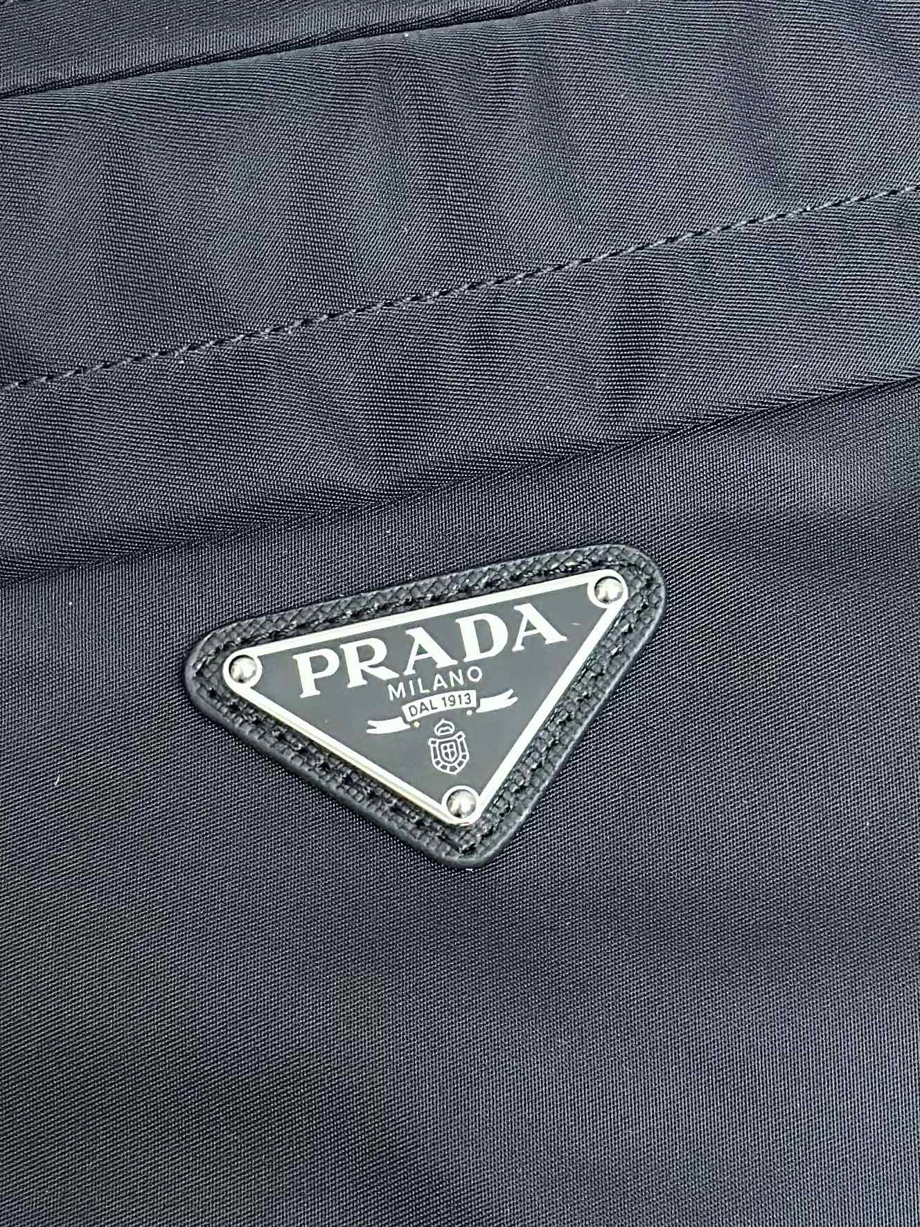 PRADA SHOULDER BAG 32 IN BLACK RE-NYLON TRIANGLE LOGO