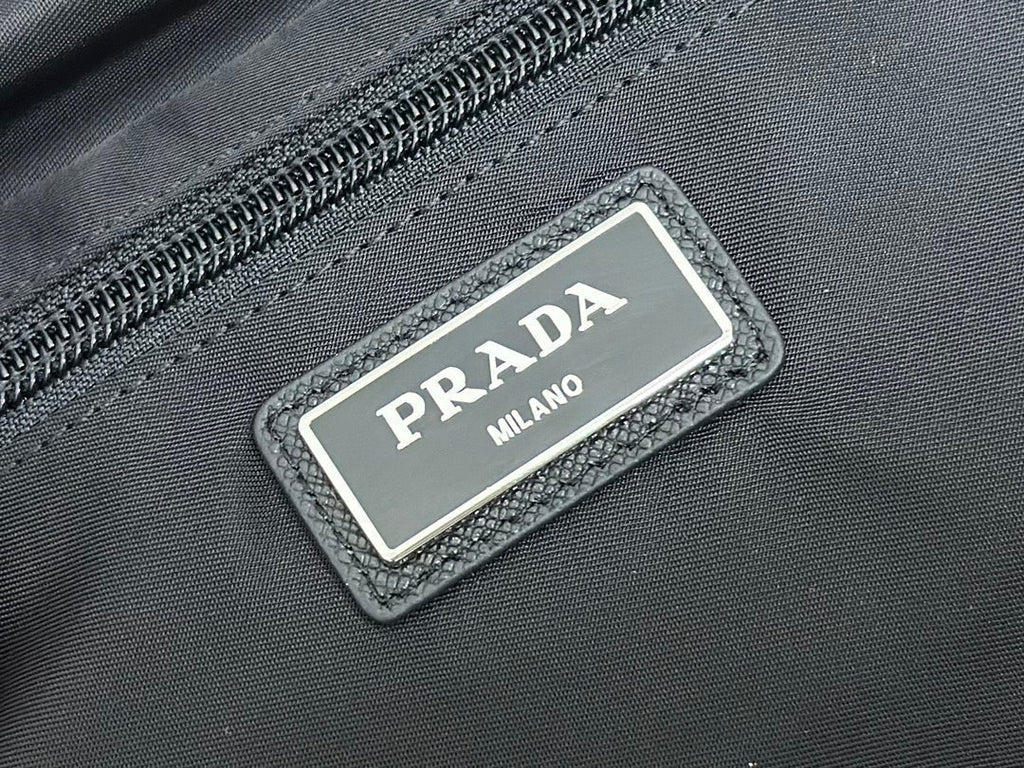 PRADA SHOULDER BAG 27 IN BLACK RE-NYLON TRIANGLE LOGO