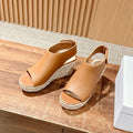 DIOR ATTITUDE WEDGE HIGH SLINGBACK 90MM IN BROWN CALFSKIN CANVAS SOLE