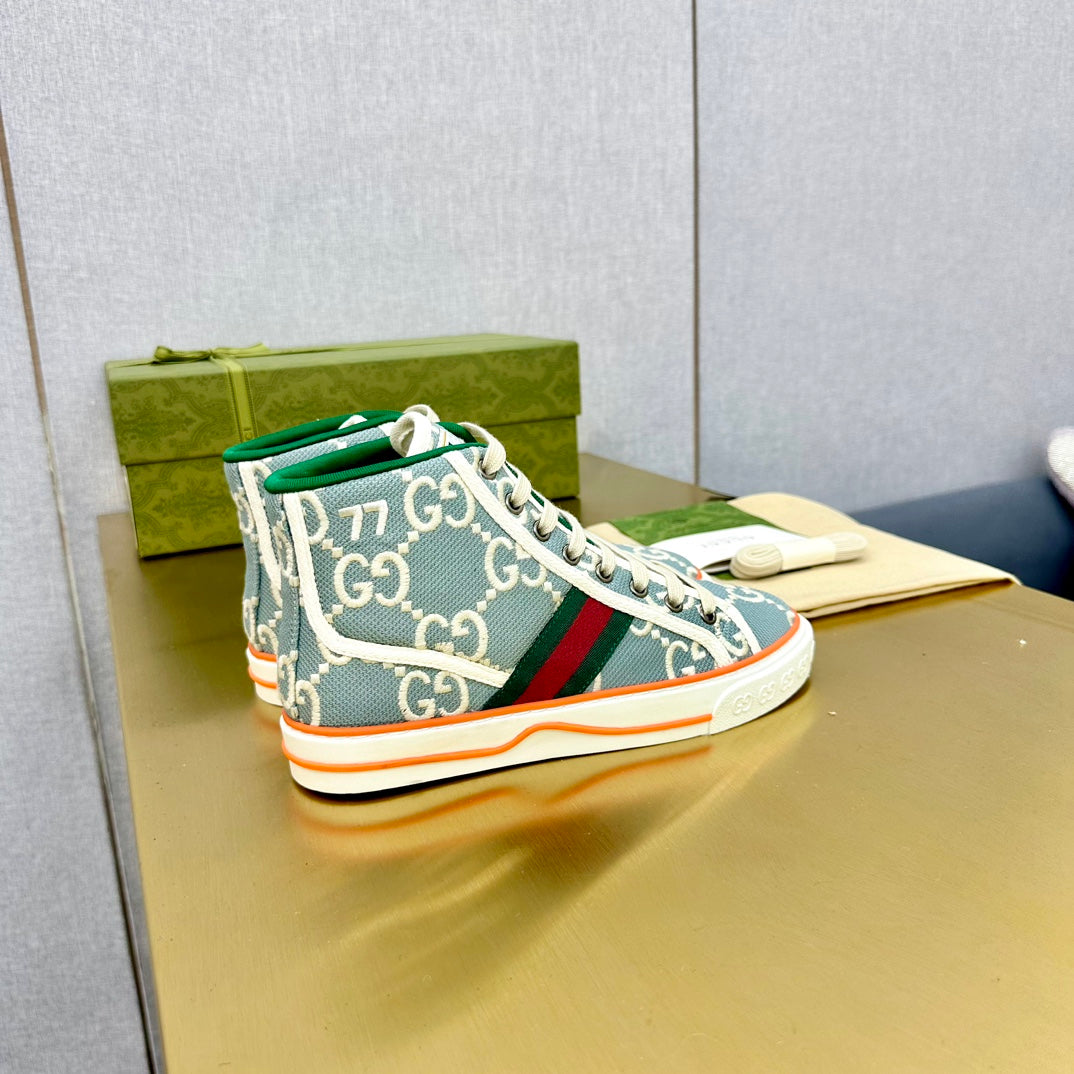 GUCCI TENNIS 1977 HIGH-TOP TRAINER SKY CANVAS