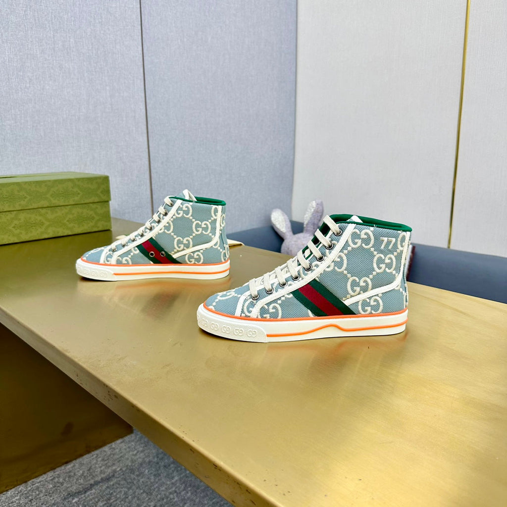 GUCCI TENNIS 1977 HIGH-TOP TRAINER SKY CANVAS