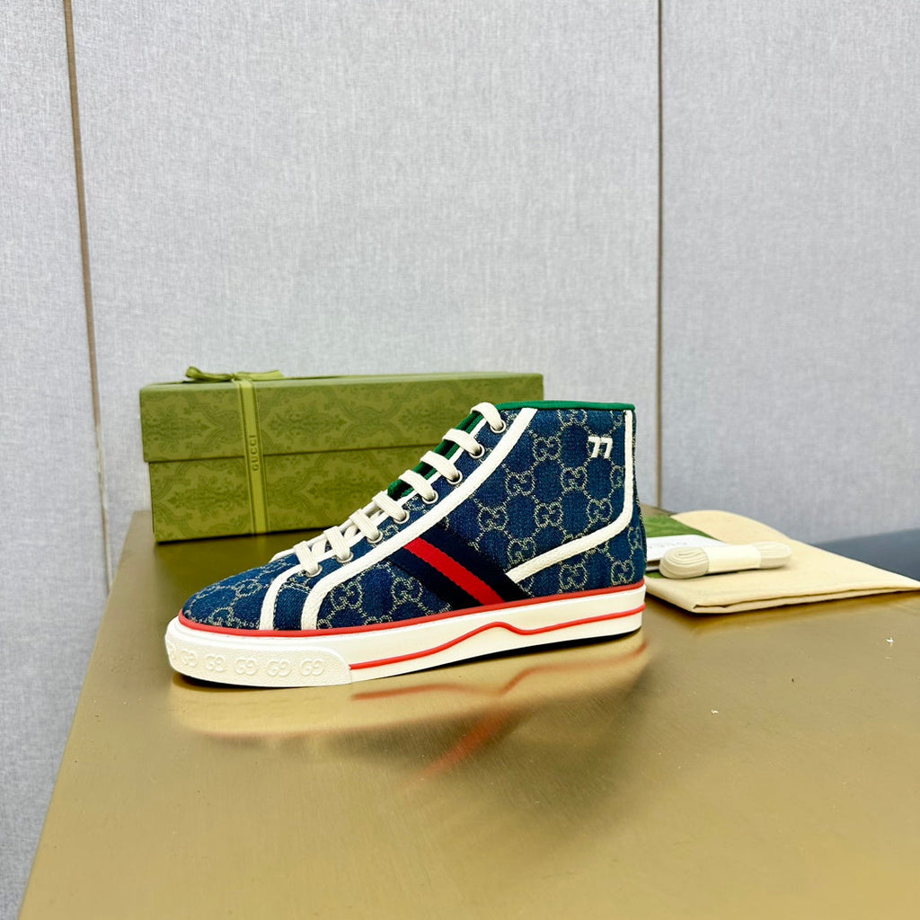 GUCCI TENNIS 1977 HIGH-TOP TRAINER INDIGO CANVAS
