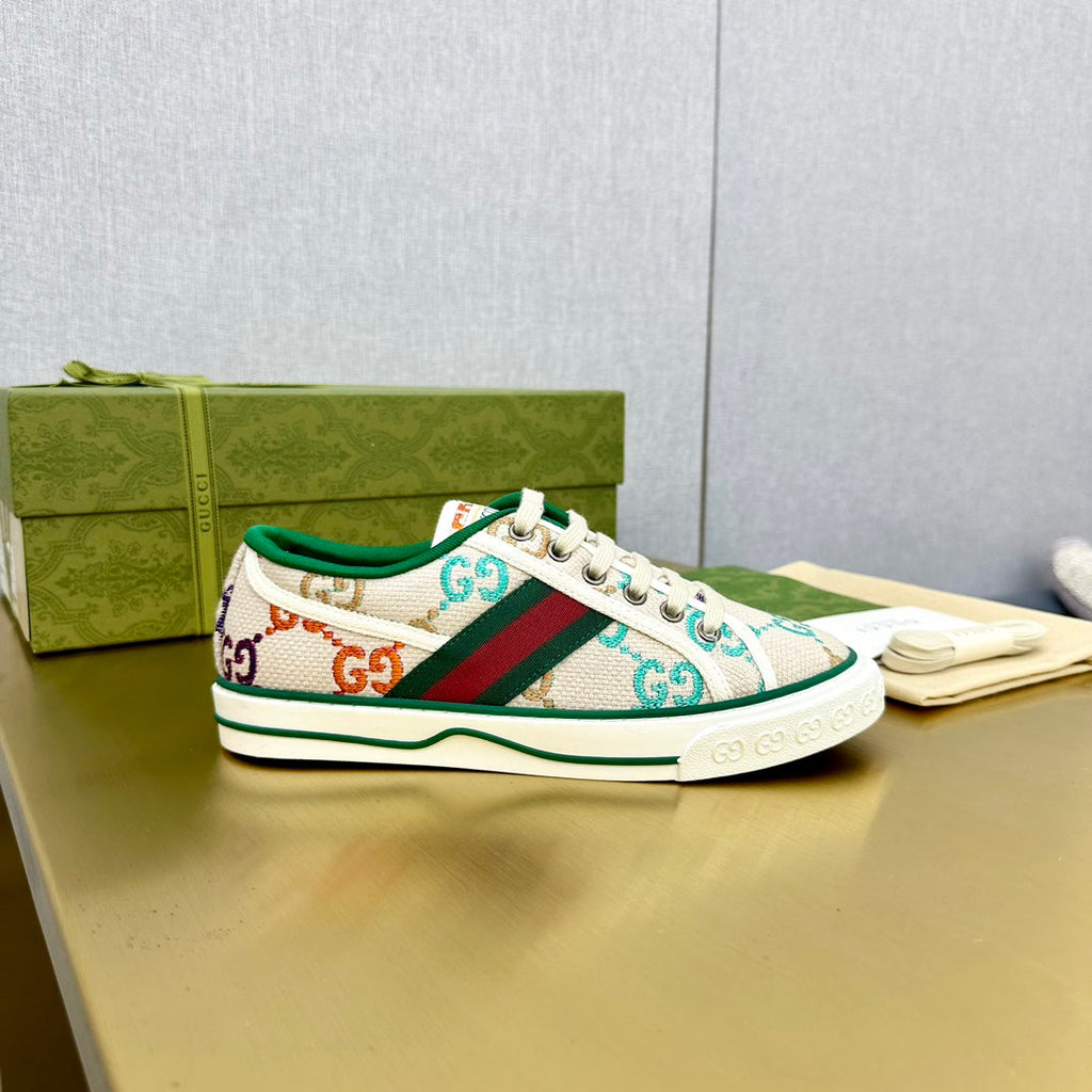 GUCCI TENNIS 1977 TRAINER LIGHT GRAY CANVAS