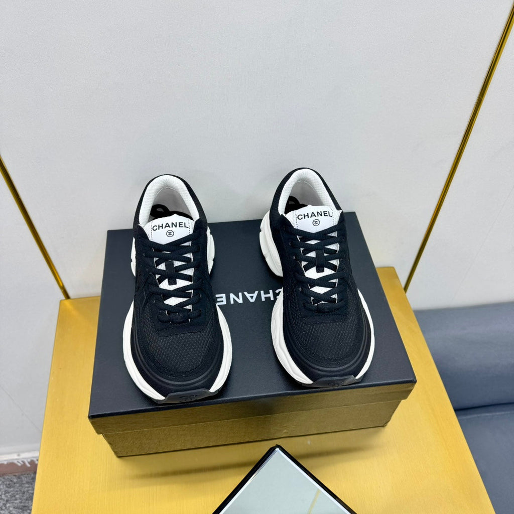 CHANEL DAD SNEAKER IN BLACK SUEDE AND BREATHABLE MESH