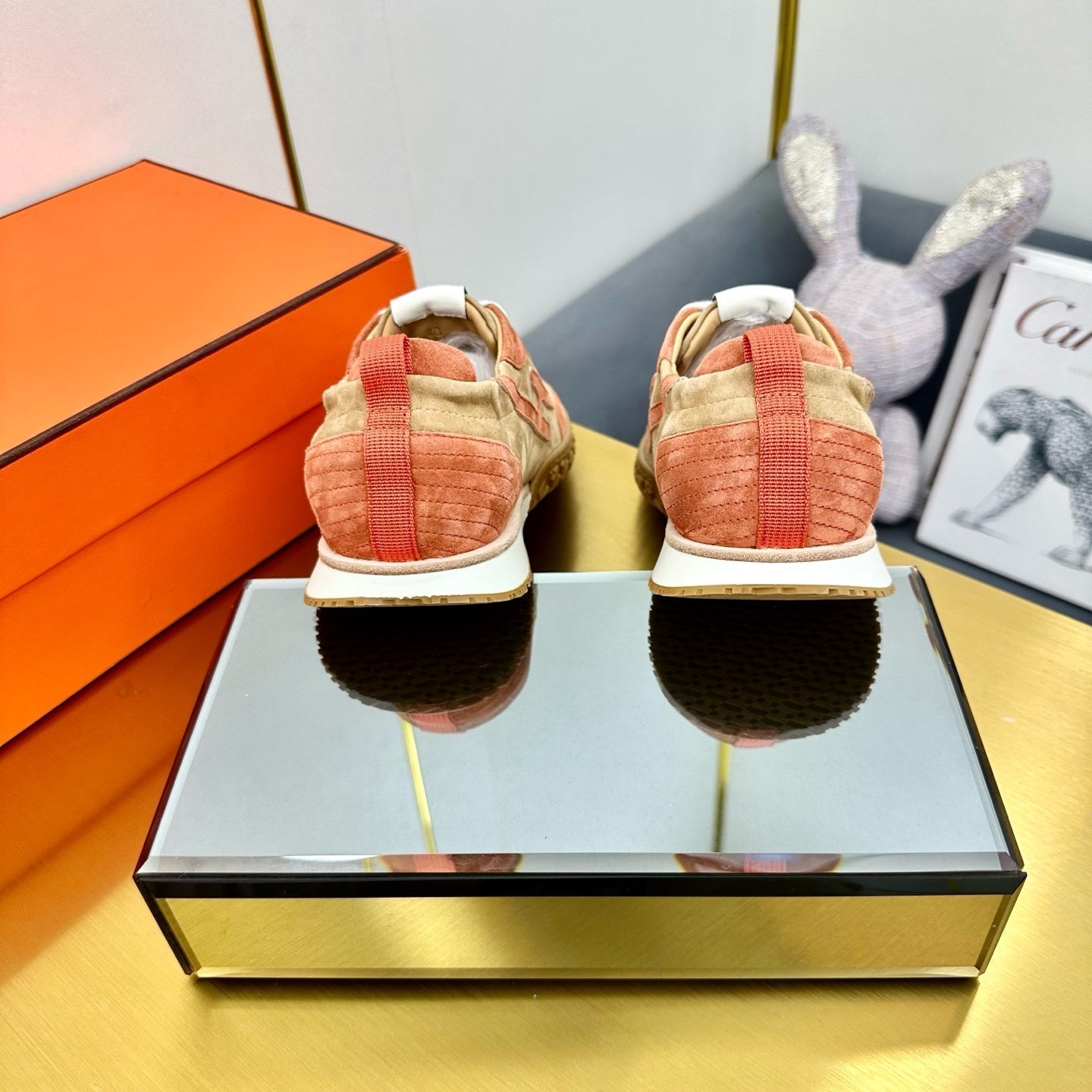 HERMES JET SNEAKER IN HONEY MIX TIGER ORANGE