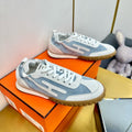 HERMES JET SNEAKER IN PALE GRAY MIX SAPPHIRE BLUE SUEDE
