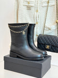 CHANEL SHORT BOOTS IN BLACK CALFSKIN