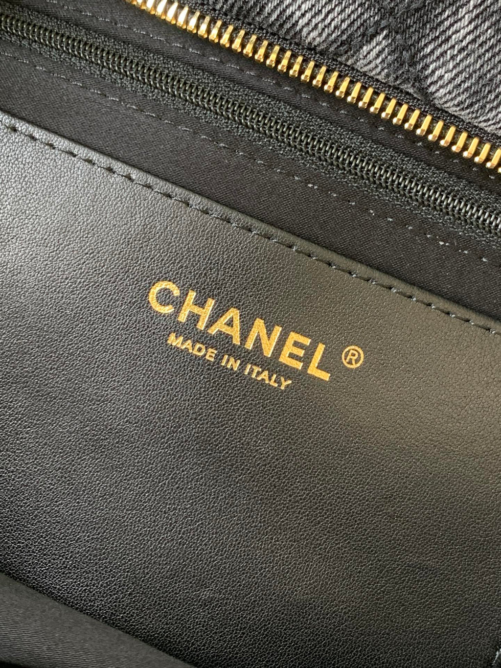 CHANEL 25S MAXI BOW BAG 38 IN DARK GREY DENIM WITH GOLD HARDWARE