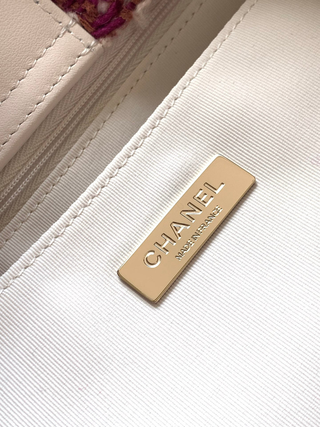 CHANEL 25S SHOPPING BAG 34 IN DARK PINK MIX WHITE TWEED