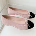 CHANEL BALLET FLAT IN BABY PINK MIX BLACK SUEDE