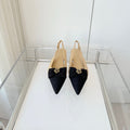 CHANEL SLINGBACKS 18 MM IN BEIGE CALFSKIN MIX BLACK CANVAS