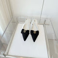 CHANEL SLINGBACKS 18 MM IN WHITE CALFSKIN MIX BLACK CANVAS