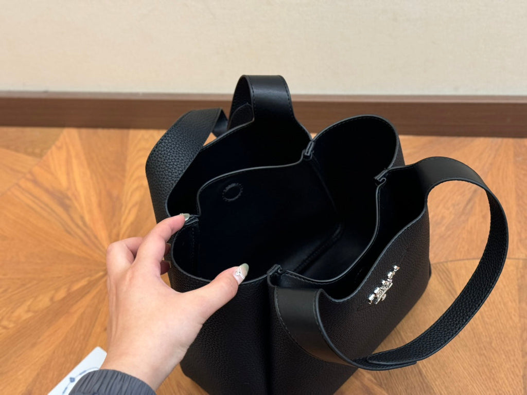 PRADA 25 BASKET BAG IN BLACK CALFSKIN