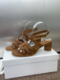 DIOR D-CLUB HIGH HEEL SLIDE 25S 55MM IN BROWN CALFSKIN