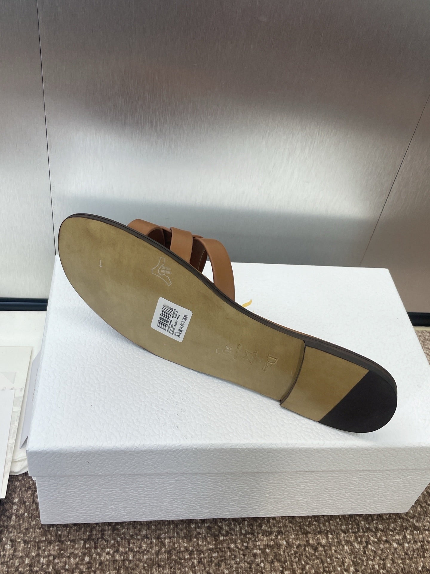 DIOR D-CLUB SLIDE SANDAL 25S IN BROWN CALFSKIN