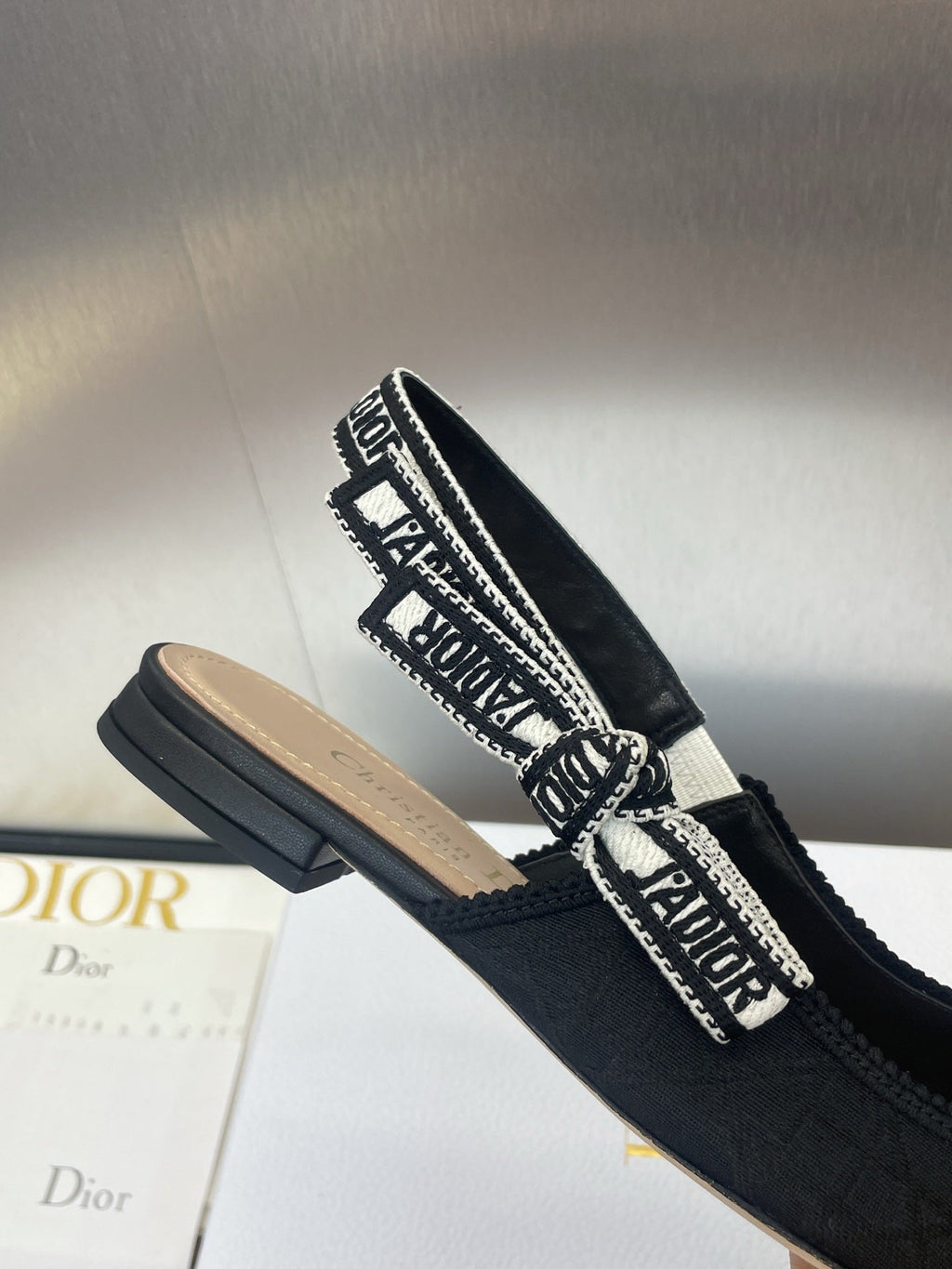 DIOR J'A SLINGBACK 25S IN BLACK QUAKE OBLIQUE EMBROIDERED FABRIC