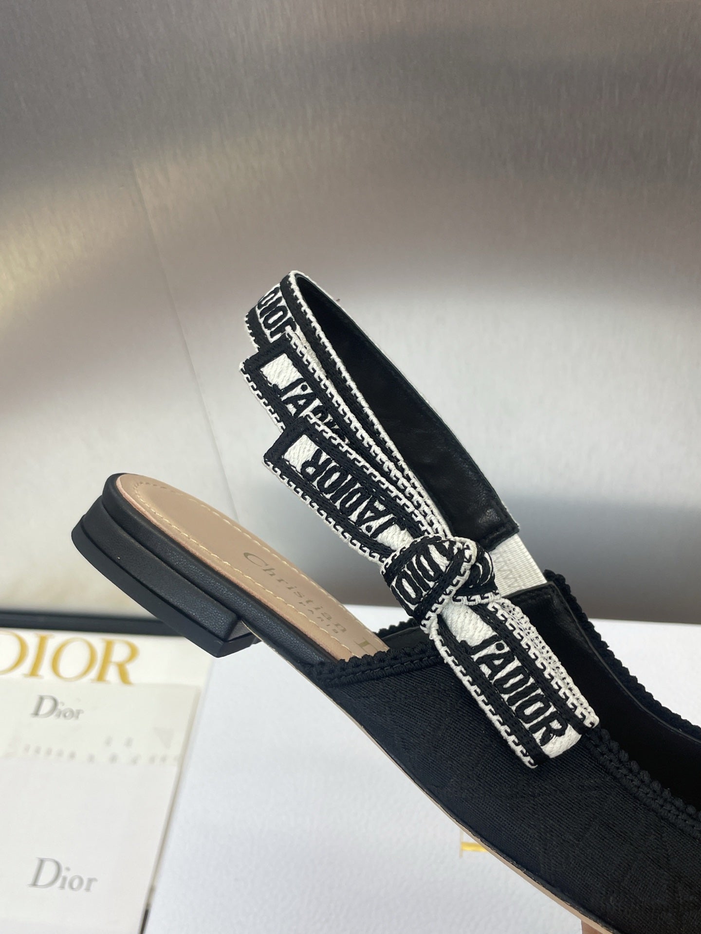 DIOR J'A SLINGBACK 25S IN BLACK QUAKE OBLIQUE EMBROIDERED FABRIC