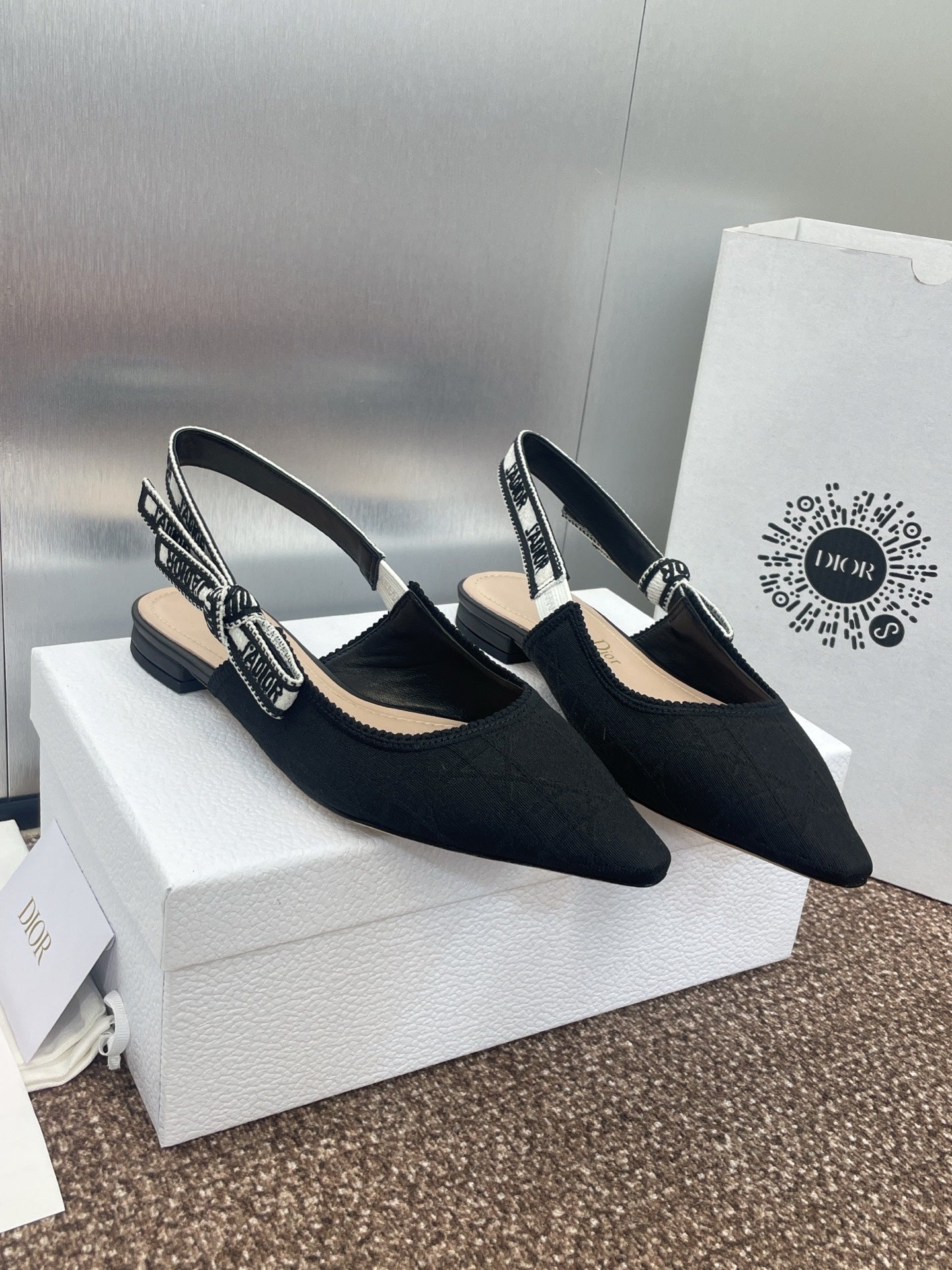 DIOR J'A SLINGBACK 25S IN BLACK QUAKE OBLIQUE EMBROIDERED FABRIC