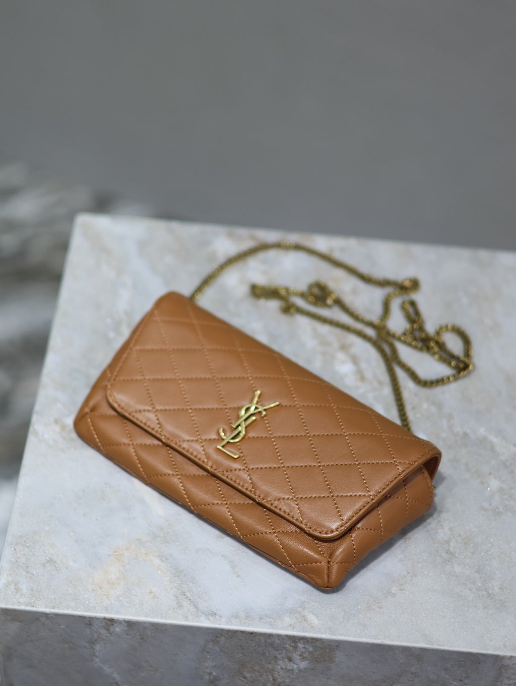 YSL 25S SAINT LAURENT GABY 19 IN FOX QUILTED CALFSKIN GOLD HARDWARE