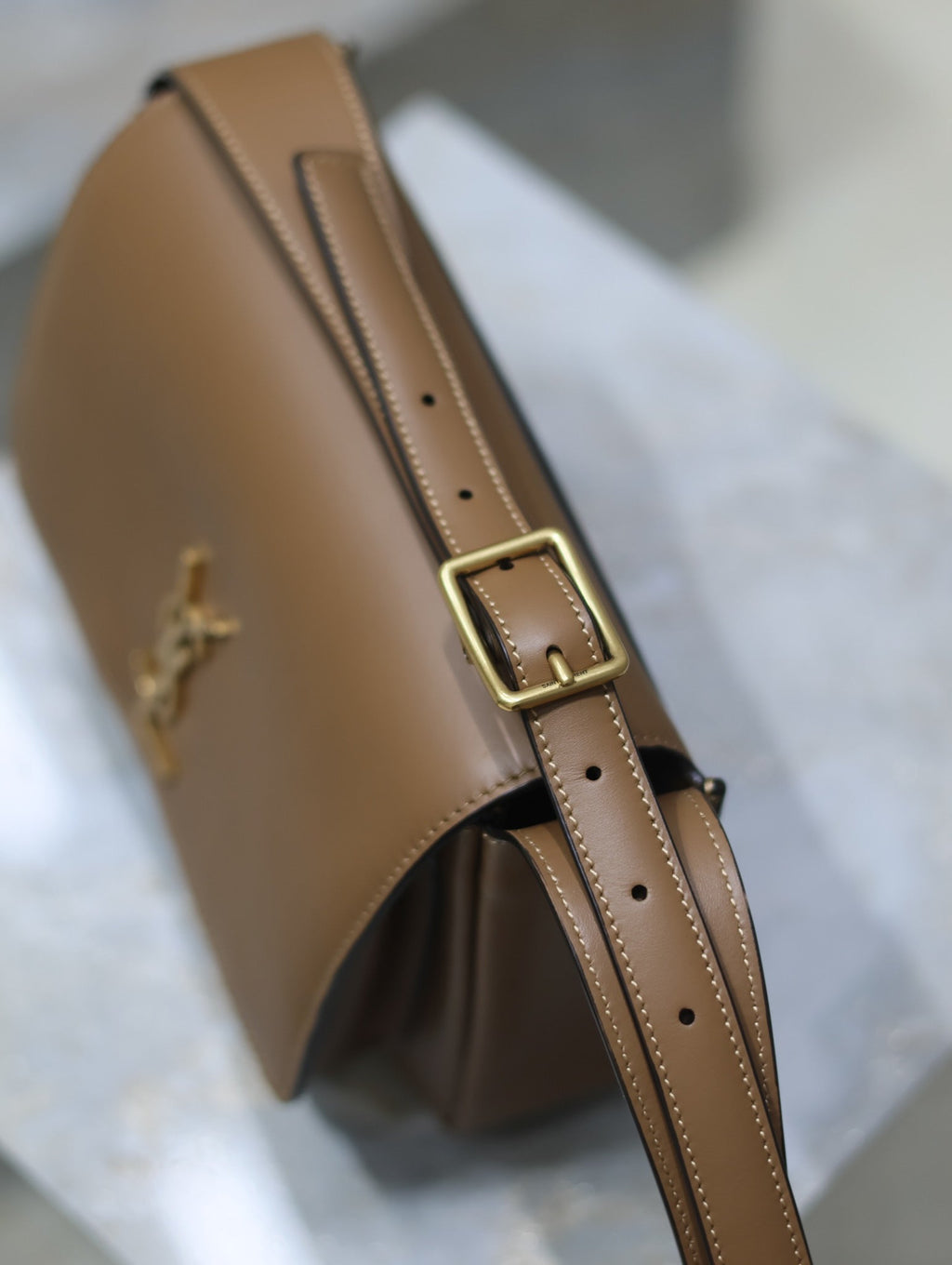 YSL 25S NIKI BABY 22 IN BROWN CALFSKIN GOLD HARDWARE
