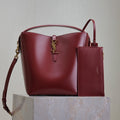 YSL 25S LE 5 À 7 BUCKET 26 IN DARK BURGUNDY CALFSKIN GOLD HARDWARE